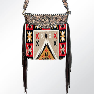 American Darling Cross Body Saddle Blanket Fabric Genuine Leather Western Women Bag | Handbag Purse Crossbody for Cute